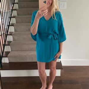 Viereck Silk Hot Sake Teal Dress | Size XS